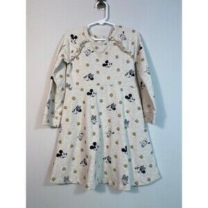 Gap Disney Mickey Minnie Dress Girls 5T Gold Polka Dot Long Sleeve